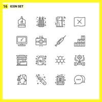 16 icônes créatives signes et symboles modernes d'imac moniteur maison ordinateur carte éléments de conception vectoriels modifiables vecteur