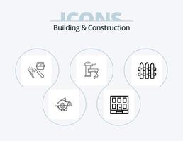 pack d'icônes de ligne de construction et de construction 5 conception d'icônes. Peinture. construction. outil. Haut. toit vecteur