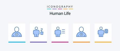 pack d'icônes bleu humain 5 comprenant le corps. cœur. analytique. ami. Humain. conception d'icônes créatives vecteur