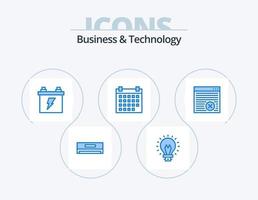business and technology blue icon pack 5 icon design. l'Internet. un événement. accumulateur. date limite. calendrier vecteur