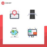 ensemble de 4 symboles d'icônes d'interface utilisateur modernes signes pour carte billet d'autoroute construction éducation éléments de conception vectoriels modifiables vecteur