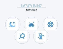 pack d'icônes bleu ramadan 5 conception d'icônes. décoration. repas. Islam. déjeuner. nourriture vecteur