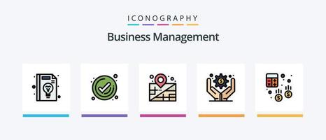 ligne de gestion d'entreprise remplie de 5 icônes, y compris le calendrier. moderne. Entreprise. le management. Entreprise. conception d'icônes créatives vecteur