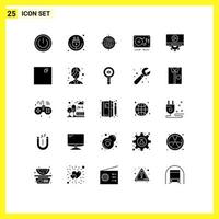 25 interface utilisateur pack de glyphes solides de signes et symboles modernes de mariage amour iot musique cible éléments de conception vectoriels modifiables vecteur