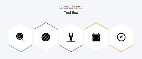 outils pack d'icônes de 25 glyphes comprenant. orientation. vecteur