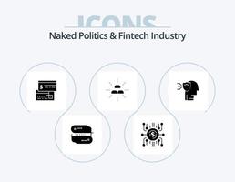 politique nue et glyphe de l'industrie fintech pack d'icônes 5 conception d'icônes. le revenu. fonds. le financement. barres. débit vecteur