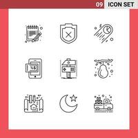 ensemble de 9 signes de symboles d'icônes d'interface utilisateur modernes pour développer des éléments de conception vectoriels modifiables mobiles à prix réduits vecteur