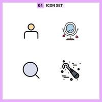 symboles d'icônes universels groupe de 4 couleurs plates de lignes de remplissage modernes d'ensembles de recherche instagram éléments de conception vectoriels modifiables par l'outil d'amour vecteur