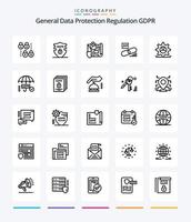 pack d'icônes de contour gdpr 25 créatif tel que lock. agrafe . Sécurité. . emplacement vecteur