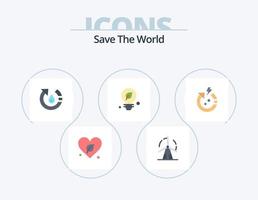 sauver le monde plat icône pack 5 conception d'icônes. idée. environnement. Moulin à vent. écologie. la nature vecteur