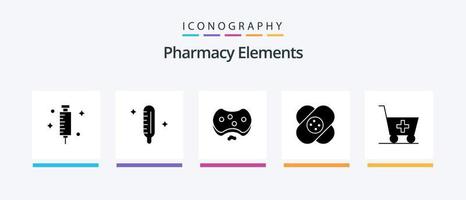 éléments de pharmacie glyphe 5 pack d'icônes, y compris les soins de santé. savon. médical . médical . santé. conception d'icônes créatives vecteur