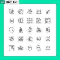 25 lignes universelles définies pour les applications web et mobiles couteau camping lecteur wifi passe-temps éléments de conception vectoriels modifiables vecteur