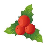 feuilles décoratives de Noël aux fruits rouges vecteur