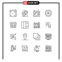16 icônes créatives signes et symboles modernes de l'équipement web care cible éléments de conception vectoriels modifiables mobiles vecteur