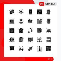 interface utilisateur pack de 25 glyphes solides de base d'éléments de conception vectoriels modifiables d'étude de conception mondiale d'édition graphique vecteur