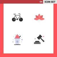 4 concept d'icône plate pour les sites Web mobiles et applications vélo fête voyage lotus bonbons éléments de conception vectoriels modifiables vecteur