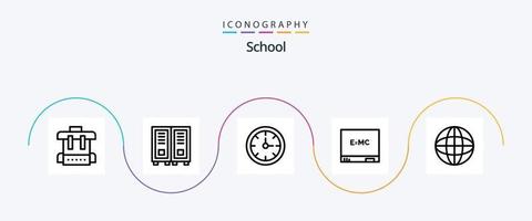 pack d'icônes de la ligne 5 de l'école, y compris l'éducation. globe. l'horloge. monde. éducation vecteur