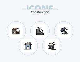 pack d'icônes rempli de ligne de construction 5 conception d'icônes. grue. architecture. cône. abri. jardin vecteur