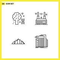 ensemble de 4 symboles d'icônes d'interface utilisateur modernes signes pour la connaissance colline arbre technologie nature éléments de conception vectoriels modifiables vecteur