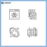 ligne d'interface mobile ensemble de 4 pictogrammes de matériel d'application développer des éléments de conception vectoriels modifiables de mode électronique vecteur