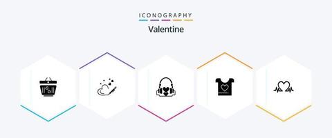 pack d'icônes valentine 25 glyphes comprenant des coeurs. l'amour. stylo. journée. Valentin vecteur