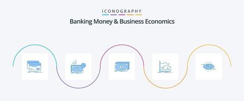 pack d'icônes bleu 5 argent bancaire et économie d'entreprise, y compris vers l'avant. de l'argent. frais. fonds. dollar vecteur