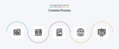 pack d'icônes de la ligne de processus créatif 5, y compris. processus. processus. interface. produit vecteur