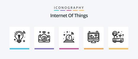 pack d'icônes ligne 5 de l'internet des objets comprenant l'internet des objets. maison. l'Internet. Wifi. surveiller. conception d'icônes créatives vecteur