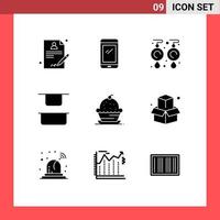 ensemble de 9 symboles d'icônes d'interface utilisateur modernes signes pour boucles d'oreilles gâteau muffin distribution verticale éléments de conception vectoriels modifiables vecteur