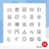 ensemble de 25 symboles d'icônes d'interface utilisateur modernes signes pour la discussion de porte d'achat d'urgence à l'hôpital éléments de conception vectoriels modifiables vecteur