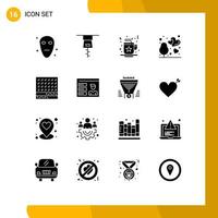 16 concept de glyphe solide pour sites Web mobiles et applications gaufre boisson sucrée dessert arbre éléments de conception vectoriels modifiables vecteur