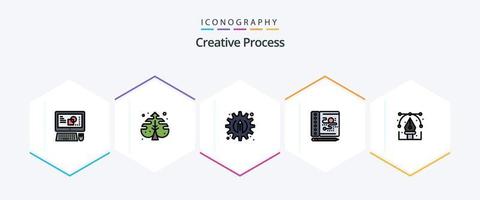 processus créatif 25 pack d'icônes fillline, y compris graphique. motif. Créatif. Créatif. processus vecteur