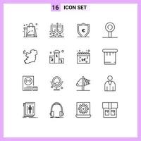 pack d'icônes vectorielles stock de 16 signes et symboles de ligne pour les éléments de conception vectoriels modifiables de la sucette du monde de l'euro vecteur