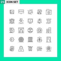 25 icônes créatives signes et symboles modernes du temps nouveau dossier de pain disque dur éléments de conception vectoriels modifiables vecteur