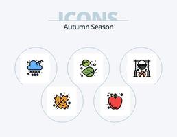 pack d'icônes remplies de ligne d'automne 5 conception d'icônes. nourriture. l'automne. les raisins. citrouille. Halloween vecteur