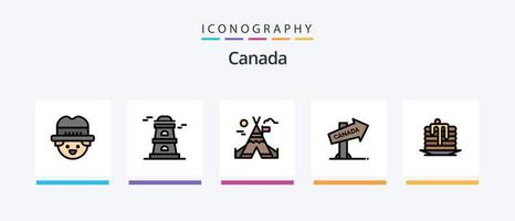 canada ligne rempli 5 pack d'icônes, y compris le canada. image. abeille. Canada. ours. conception d'icônes créatives vecteur