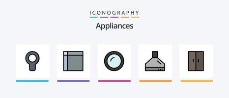 ligne d'appareils remplis de 5 packs d'icônes, y compris la maison. appareils électroménagers. domicile. tabouret. domicile. conception d'icônes créatives vecteur