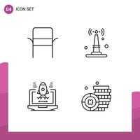 4 icônes créatives signes et symboles modernes de chaise fusée appareils ménagers routeur pièces éléments de conception vectoriels modifiables vecteur