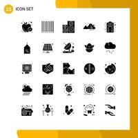 interface mobile glyphe solide ensemble de 25 pictogrammes d'arbre de stratégie d'entreprise moniteur nature paysage éléments de conception vectoriels modifiables vecteur