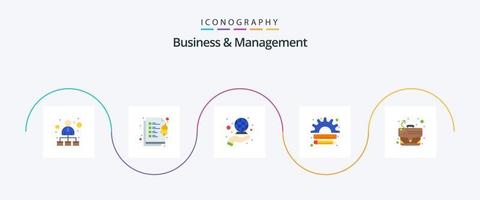 pack d'icônes plat 5 d'affaires et de gestion, y compris la stratégie. commercialisation. global. le management. Créatif vecteur