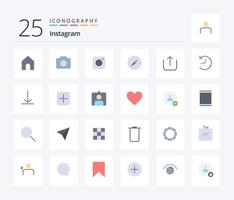 instagram 25 pack d'icônes de couleur plate comprenant le logo. télécharger. photo. en haut. la navigation vecteur
