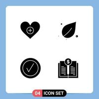 4 icônes créatives signes et symboles modernes de l'amour bien ajouter des éléments de conception vectoriels modifiables de livre de nature vecteur