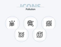 pack d'icônes de ligne de pollution 5 conception d'icônes. gaz. déchets. brûler. la pollution. fumée vecteur