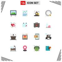 16 concept de couleur plate pour les sites Web mobiles et les applications wallclock money report time bag editable pack of creative vector design elements