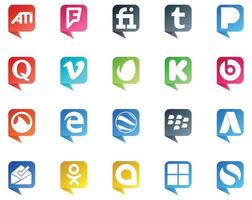20 logo de style bulle de médias sociaux comme boîte de réception blackberry vidéo google earth grooveshark vecteur
