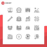 16 ensemble de contours d'interface utilisateur de signes et symboles modernes de verres d'arabie du désert éléments de conception vectoriels modifiables vecteur