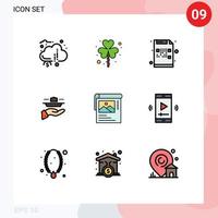 interface mobile filledline couleur plate ensemble de 9 pictogrammes d'éléments de conception vectoriels modifiables de fichier de serveur de déjeuner restaurant saint vecteur