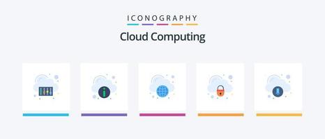 pack d'icônes plat 5 de cloud computing, y compris la technologie. Sécurité. Cloud computing. cadenas. nuage. conception d'icônes créatives vecteur