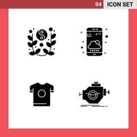 groupe de glyphes solides signes et symboles pour t-shirt lunaire yin yang sport smartphone éléments de conception vectoriels modifiables vecteur