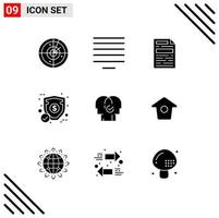 pack d'icônes vectorielles stock de 9 signes et symboles de ligne pour les ressources documents humains protection d'entreprise éléments de conception vectoriels modifiables vecteur